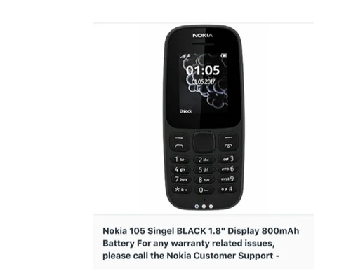 Black Nokia Single Sim Mobile Phone - 800 mAh Battery, 1.8 Inches Color Display | Reliable Performance, Versatile Features, User-Friendly Interface
