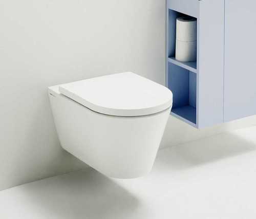 Ceramic Wall Hung Toilet Seat For Toilet Use, White Color And Elongated Shape