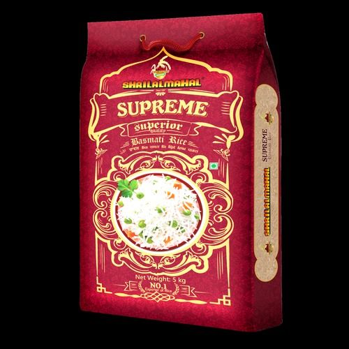 100% Organic White Medium Grain Supreme Basmati Rice Available In 5 Kg Packet Size