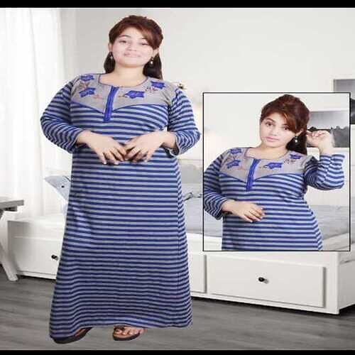 100 Percent Comfortable And Good Quality Fabric Winter Blue Nighty For Women 