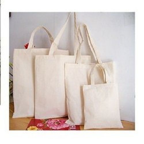 100 Percent Cotton Plain Round Handles Bags In White Colour With Hanging Handles Capacity: 1 Kg/Day