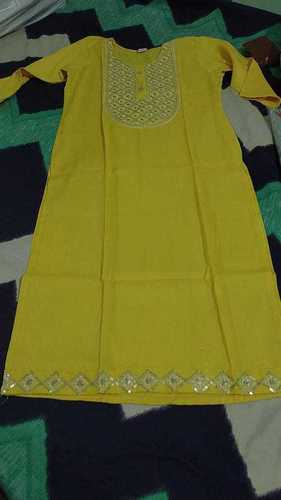 100 प्रतिशत कॉटन स्टोन वर्किंग डिज़ाइनर और सिंपल कैज़ुअल लेडीज़ कुर्ती बस्ट साइज़: 34 इंच (इंच)