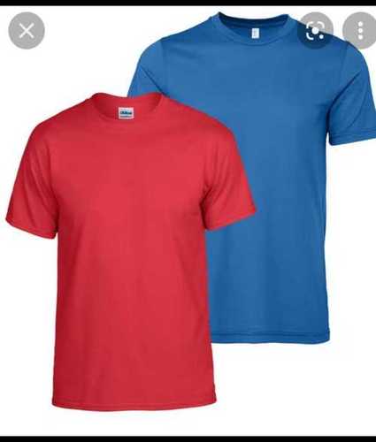 Half Sleeves T Shirt For Casual Wear Occasion, Cotton Fabric, Red And Blue Color