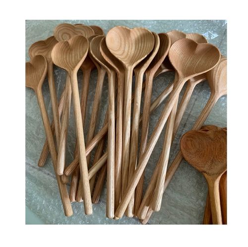 Brown Heart Shaped Natural Wooden Spoon