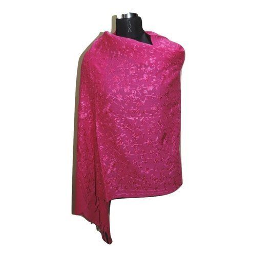 Machine Made Ladies Casual And Party Wear Lightweighted Pink Printed Pashmina Shawl