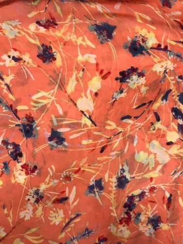 Washable Smooth Finish Comfortable Orange Floral Print On Rayon Crepe Single Bed Sheets