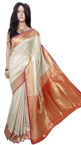 Perfect For Everyday Look Unique And Stylish Red White Banarasi Contrast Border Silk Saree