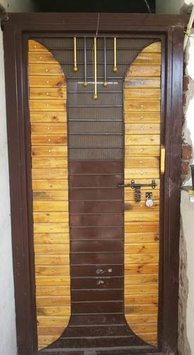 Weather Resistance Ruggedly Constructed Easy To Clean Brown Pvc Metal Door Design: Modern