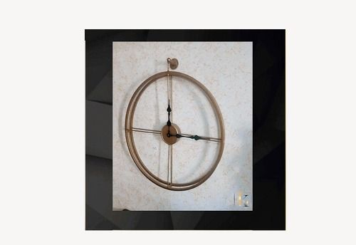 24 Inches Brown Crafter Finish Double Ring Metal Wall Clock For Home, Office Gender: Unisex