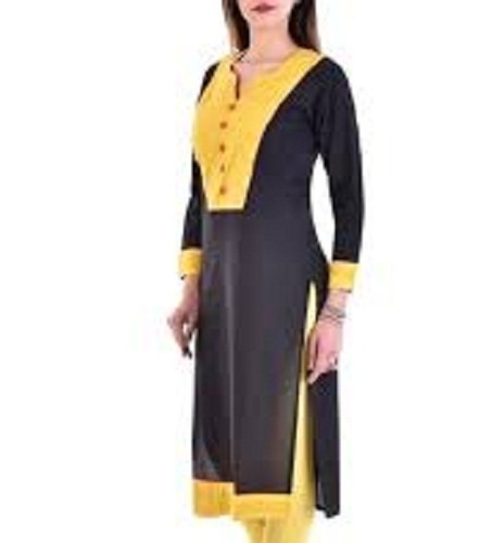 एंटी श्रिंक त्वचा के अनुकूल आरामदायक कॉटन फैंसी पीली और काली महिलाओं की कुर्ती सजावट का मटीरियल: लेस