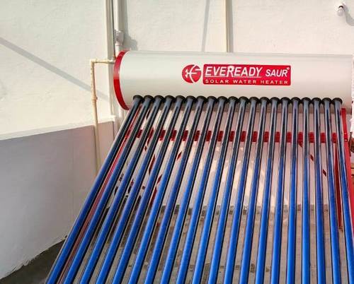 Blue And White Eveready Saur Electrical Solar Water Heater For Used To Heat Water Range Of Degrees Fahrenheit