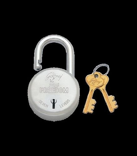 Round Freedom Lock (2 Brass Keys) Pack Of 2 Padlock (Silver) ,5 Lever Padlock