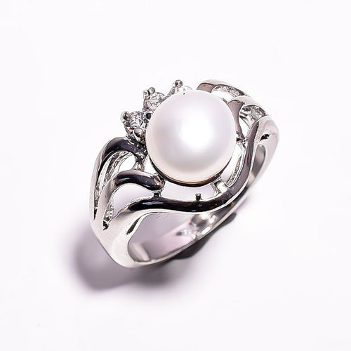 Leaf Ring, White Pearl Ring, Natural Pearl, Natural Pearl Ring, Flower –  Adina Stone Jewelry