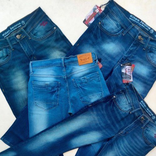 Mens Blue Denim Slim Fit Jeans With 42 Inches Length
