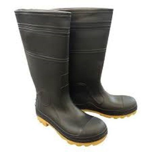 Mens Heat-resistant Slip-on Round-toe Black Pure Leather Safety Boot