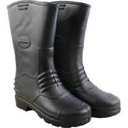 Mens Lace-Free Round-Toe Black Pure Leather Safety Boot For Industrial  Heel Size: Sole