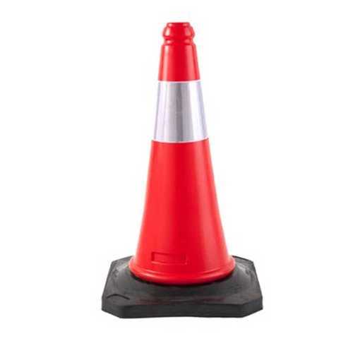 Portable Pvc Traffic Cone With Rubber Base For Road Safety, Red And Silver Color Size: As Per Customer