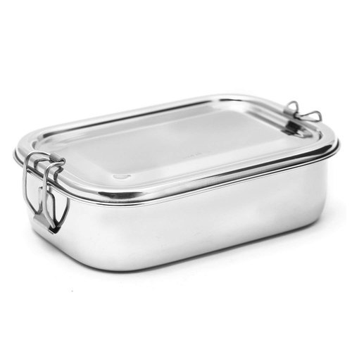 Silver Rectangular Food And Fun Rectangle Lunch/Tiffin Box For School, For Carrying Meal (Steel)