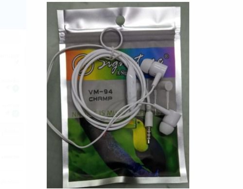 Signature Hand Free White Wired Earphone For Calling, Mobile Phone Body Material: Rubber And Plastic