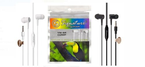 Signature Vm-94 Champ Hand Free Black And White Wired Earphone Design: Bar