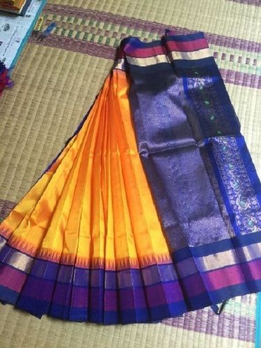 Buy REDVANTIS Self Design Banarasi Cotton Silk Yellow, Blue Sarees Online @  Best Price In India | Flipkart.com