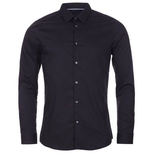 100 Percent Cool and Comfortable Formal Wear Black Plain Full Sleeve Collar Neck Cotton Shirt 