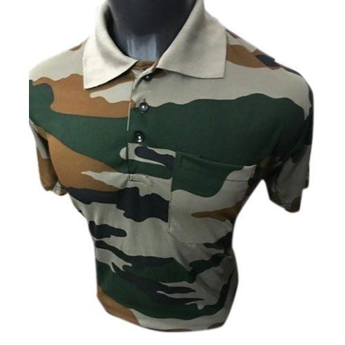 100 Percent Cotton and Fashionable Look Casual Wear Casual Wear Half Sleeve Collar Army T Shirt 