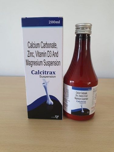 Calcium Carbonate Zinc, Vitamin D3 And Magnesium Suspension Calcitrax 200 Ml General Medicines