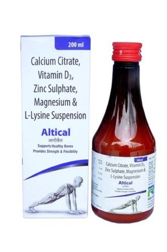 Calcium Citrate, Vitamin D3, Zinc Sulphate, Magnesium & L-lysine Suspension, Altical Calcium Syrup, 200 Ml