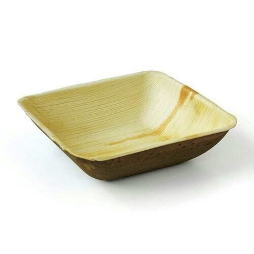 6 Inch Brown Color Areca Leaf Bowl And Square Shape And Eco Friendly