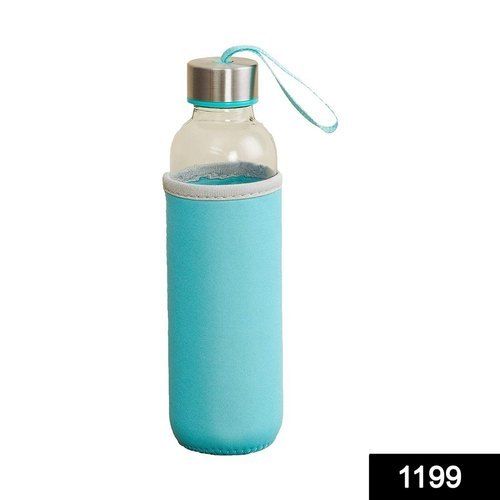 Transparent Durable, Stylish Leak Proof Design Glass Water Bottle With Removable Fabric Cover