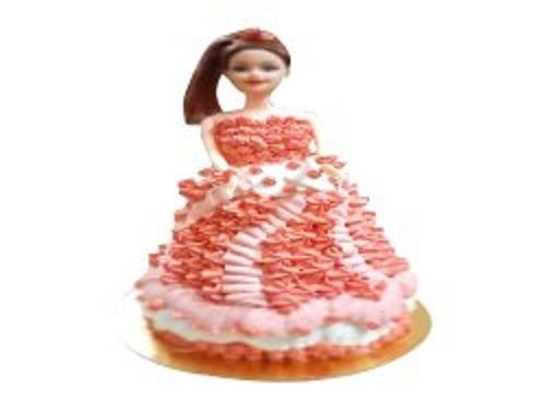 Floral Designer Barbie Doll Cream Delicious Cake Sweet Tasty And Delicious Flavor