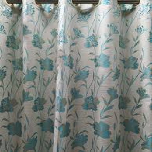Blue And White Floral Print Cotton Curtains