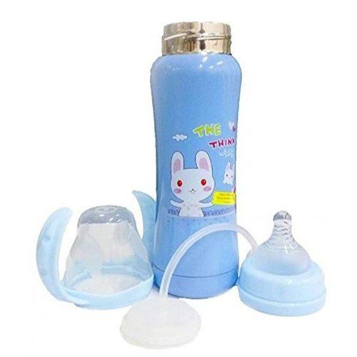 Hygienic Dishwasher Safe Blue Plastic Baby Feeding Bottle with Comfortable Handle and Soft Spout