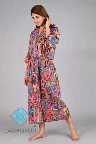 Ladies Full Sleeves Printed Cotton Fabric Kimono For Casual Wear