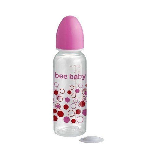 Pink And Transparent Color Plastic Baby Bottle Easy To Hold & Colourful Design