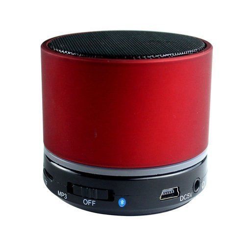 Red 10 Watt Round S10 Portable Wireless Bluetooth Pocket Speaker