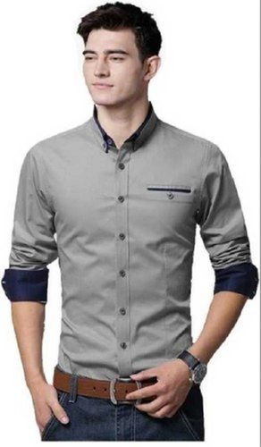 100% Cotton Men Plain Casual And Party Wear Full Sleeves Soft Fabrics Shirt