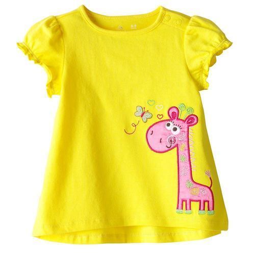 100% Pure Cotton Comfortable And Durable Half Sleeve'S T Shirt For Baby Girls (Yellow)  Bust Size: 11 Inch (In)