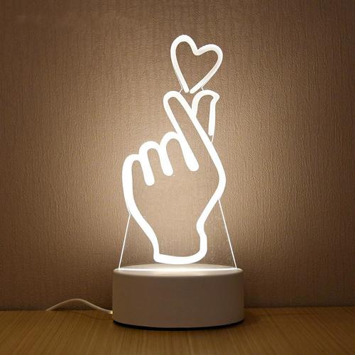 White 3D Night Light Birthday Acrylic Craft For Wall Decor