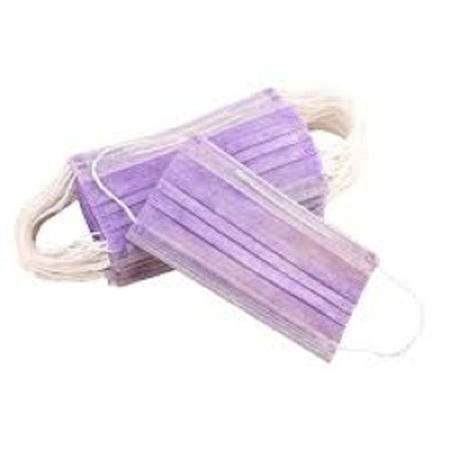 Anti Bacterial Breathable Purple Disposable Face Mask With Adjustable Ear Loop