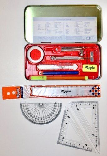 Steel Maple- Mathematical Instrument Inner 10 Geometry Items For School Usage