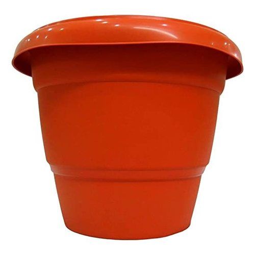 Round Shape And 8 Liters Red Unbreakable Plastic Planters For Garden Use
