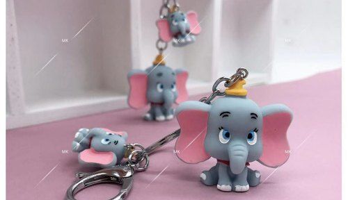 Rubber Grey 4.5 Cm Cute Elephant Keychain For Corporate Gift