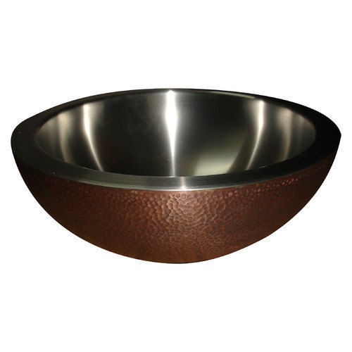 Oval Silver And Brown Color Hammered Copper Wash Basin With Anti Rust Properties