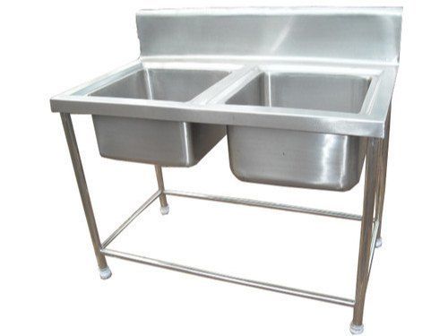 Grey Silver Color And Ready To Mount Two Sink Unit With Anti Corrosion Properties