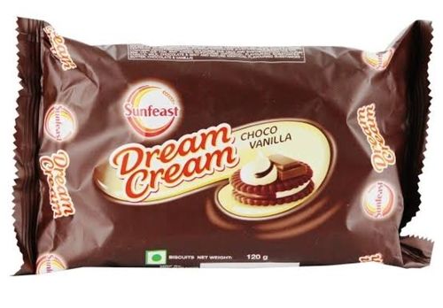 Sunfeast Dream Cream Chocolate Vanilla Biscuit With Delightful Sweet Tasty & Delicious Flavour Fat Content (%): 0.2 Percentage ( % )