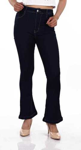 100% Denim Fabric Bell Bottom Black Jeans with Narrow Cut Light Weight and Comfortable