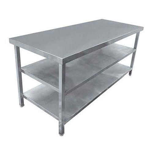 Corrosion Proof Rectangle Stainless Steel Table With 3 Shelf For Kitchen Use