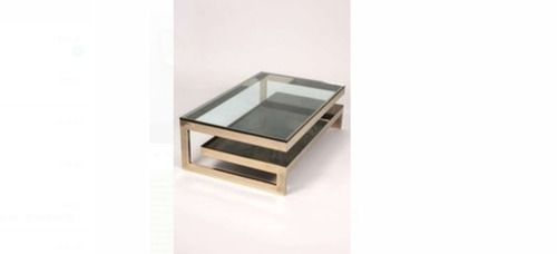 Glass Top Coffee Table With Stainless Steel Frame For Home And Hotel Use